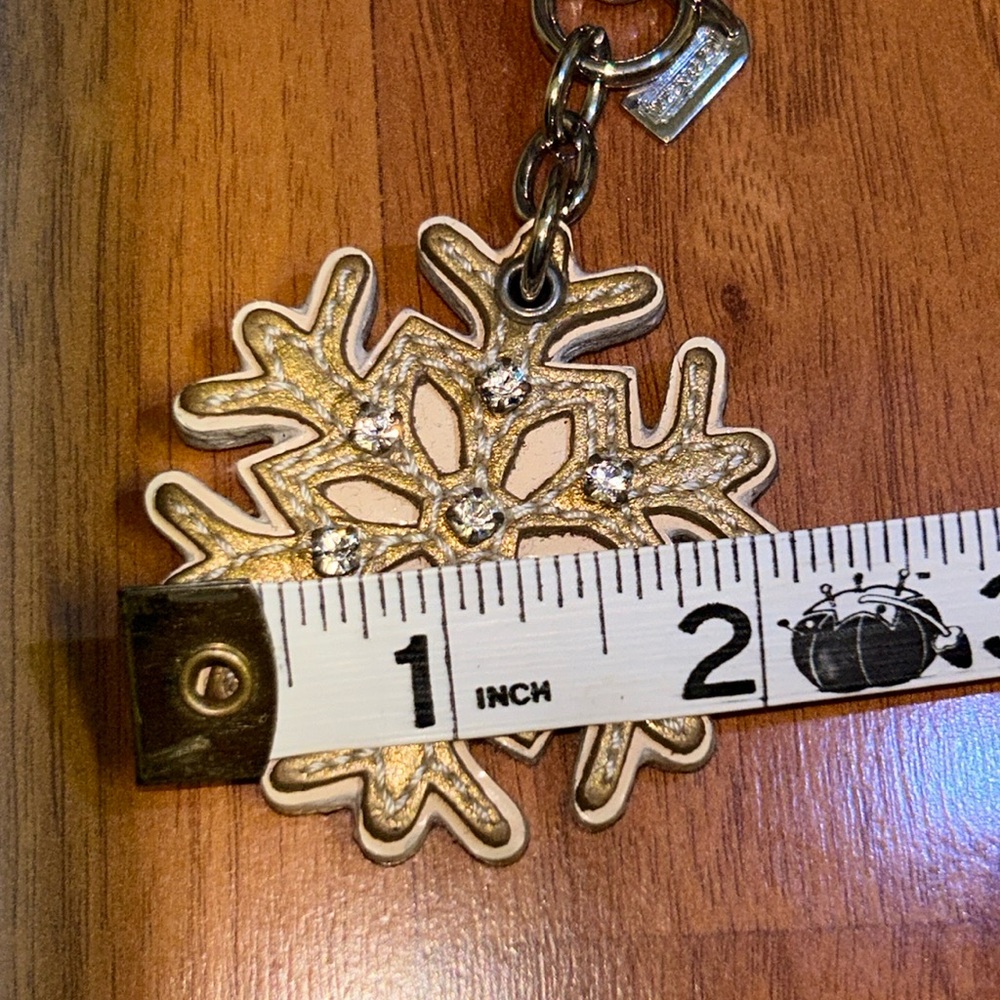 Coach Snowflake ❄️ Leather Keychain Bag Charm - Picture 6 of 14